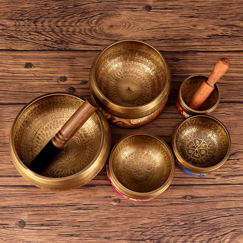 Tibetan Nepal Handmade Singing Bowl Set – Buddha Mantra Meditation & Wellness Sound Bowl