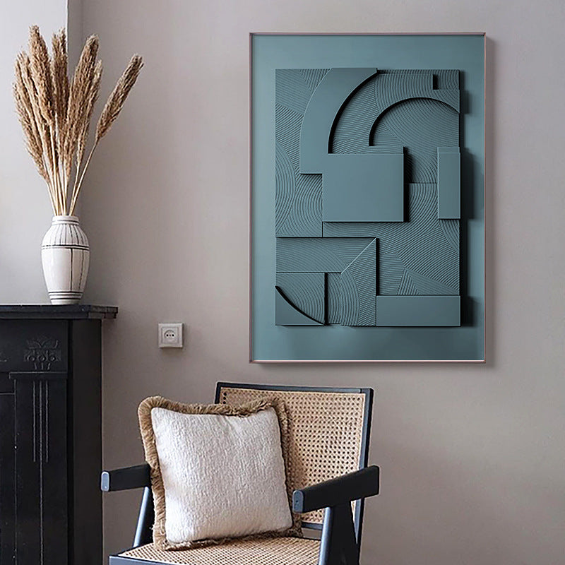 Abstract Geometric Morandi Canvas Painting – 3D Silent Style Wall Art