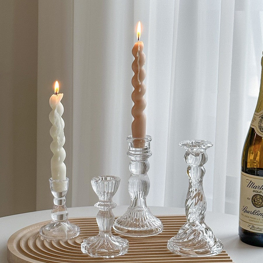 Northern European Retro Crystal Candle Holder – Elegant Glass Decor