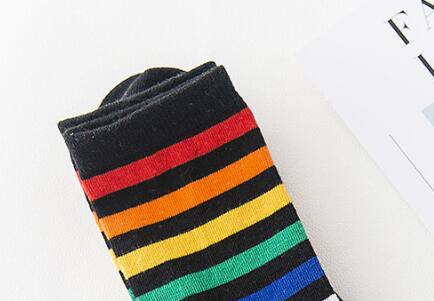 Rainbow Striped Harajuku Cotton Socks – Colorful Casual Fashion Socks for Women