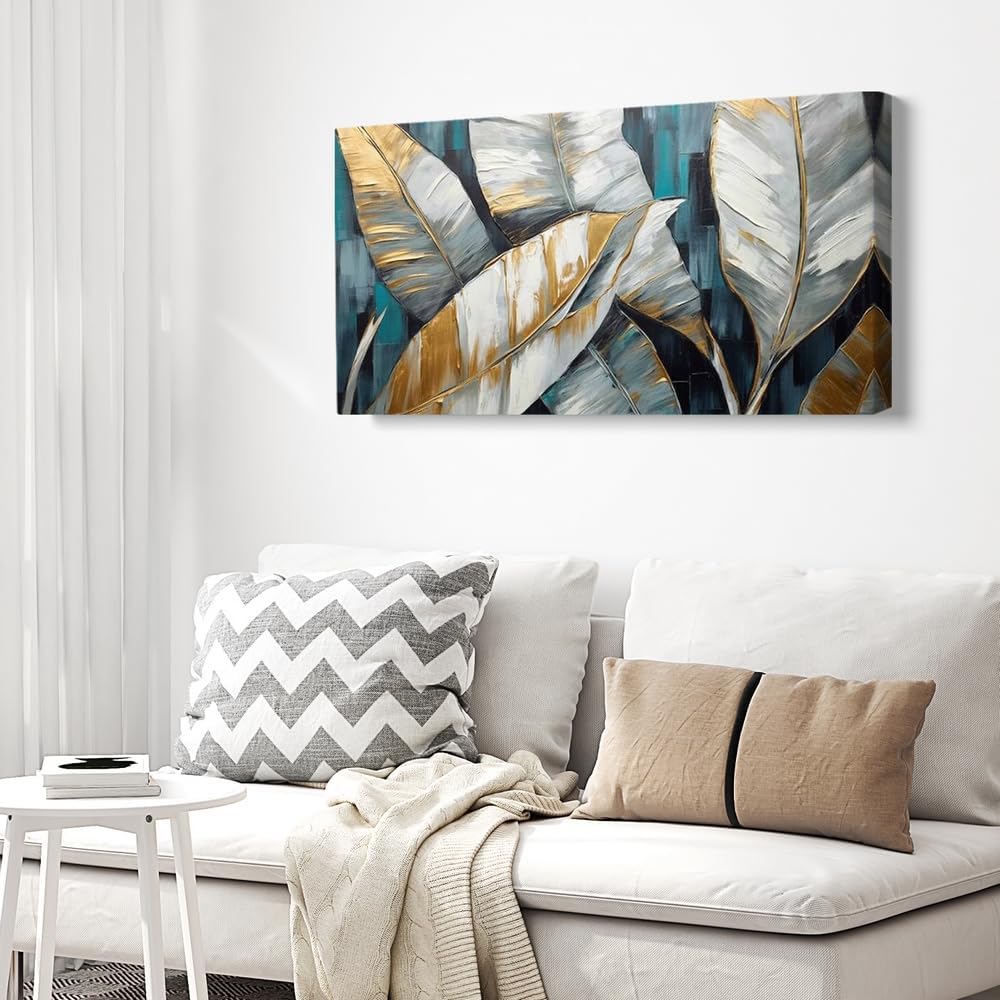 Handmade Abstract Banana Leaf Oil Painting on Canvas – Modern Wall Art Decor