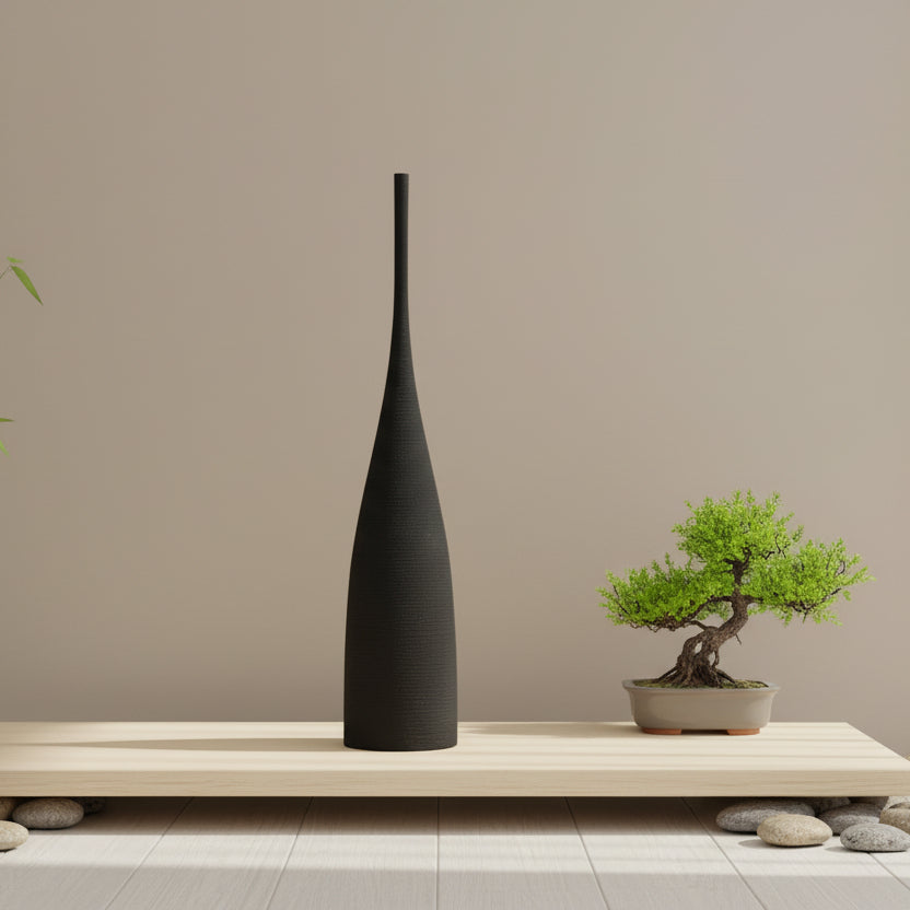 Hand-Drawn Ceramic Flowerware – Nordic Zen Handmade Porcelain Vase