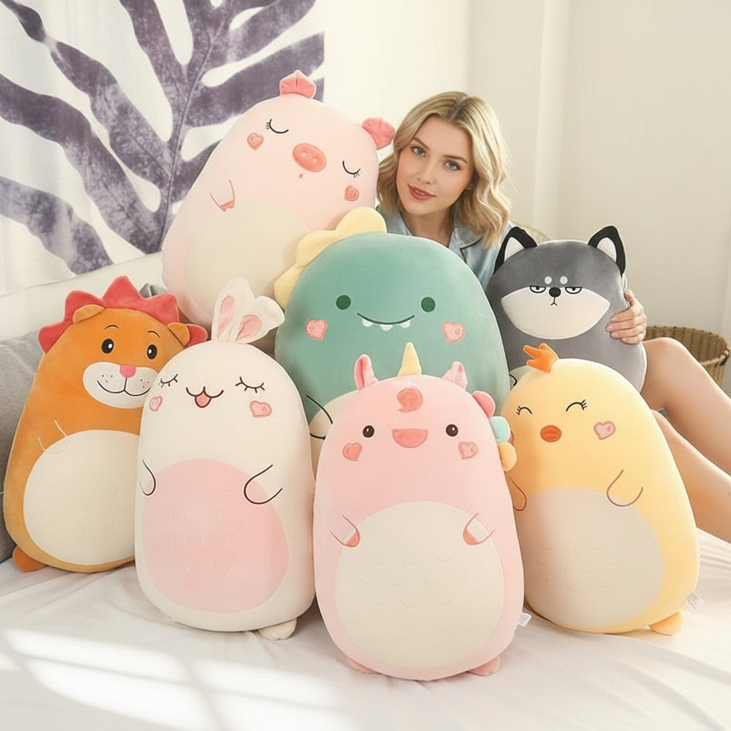 دمية قطيفة - ديناصور لطيف، وحيد القرن، والمزيد | لعبة محشوة كبيرة قابلة للعناق