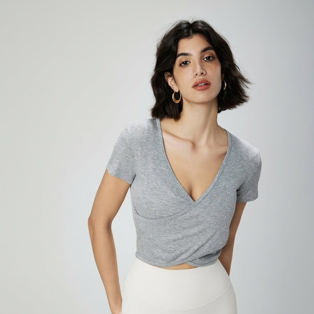 Super Stretch Waist-Length Short Sleeve Top – Modal Rib, Soft & Comfortable