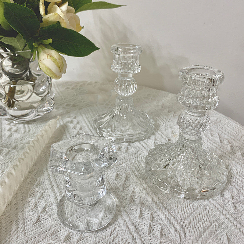 Romantic Glass Candle Holder – Elegant Table Decor for Restaurants & Homes
