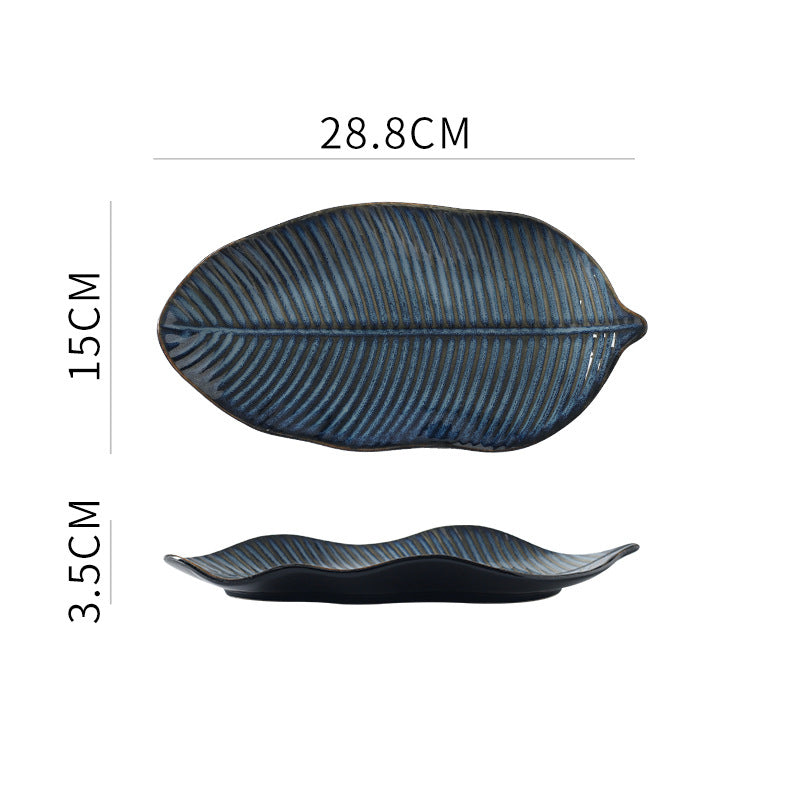 Japanese Leaf-Shaped Ceramic Plate – Elegant Home & Restaurant Tableware