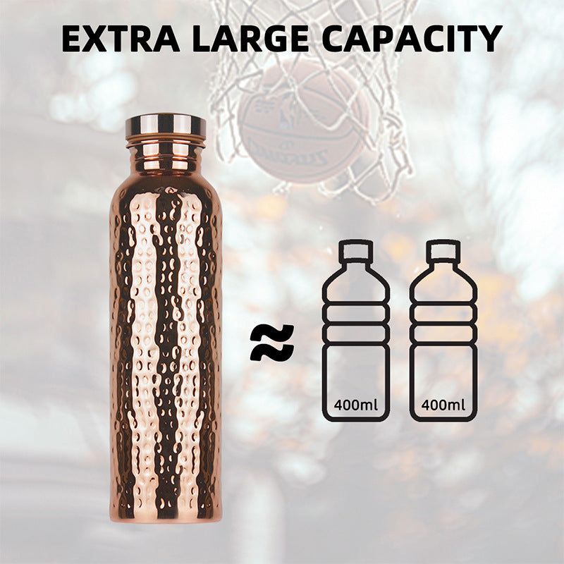 Pure Copper Hammer-Pattern Water Bottle | Leakproof Sports Bottle for Gym, Cycling & Travel