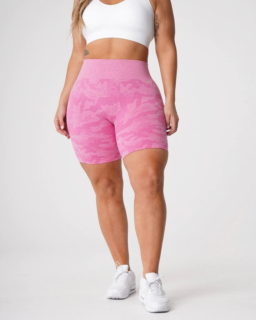 Camo Jacquard Seamless Fitness Shorts for Women | High-Performance Yoga & Workout Shorts