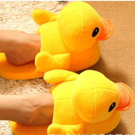 Winter Women Warm Indoor Slippers Ladies Fashion Cute Yellow Duck Shoes Women's Soft Short Furry Plush Home Floor Slipper