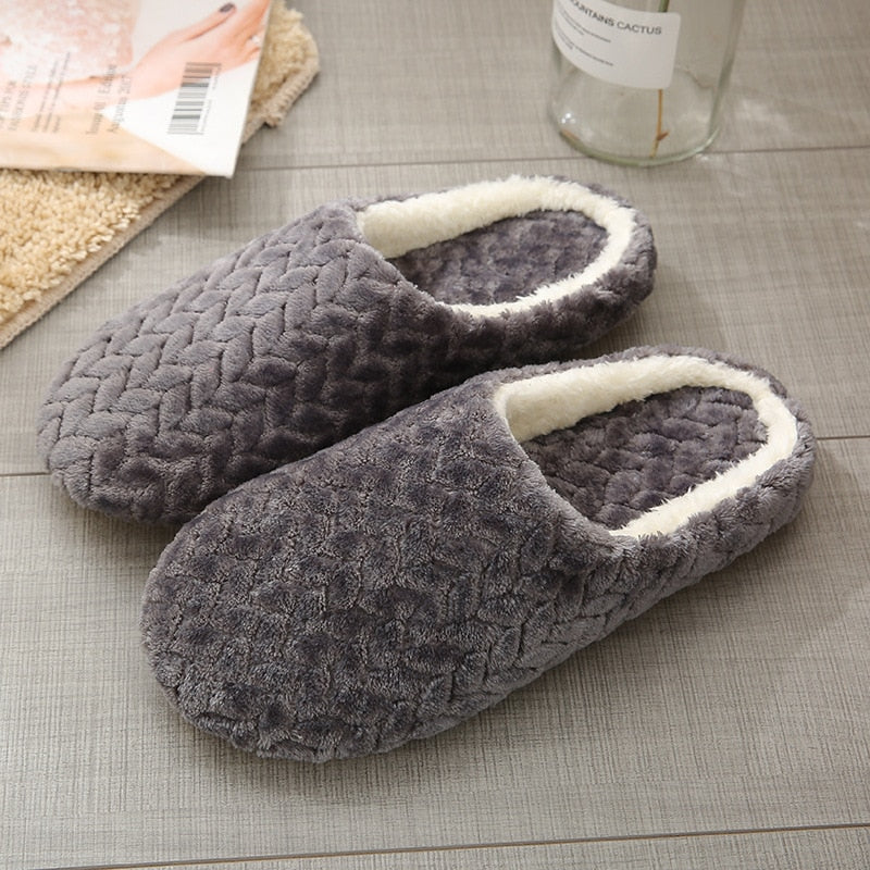 Women Warm Plush Indoor Slippers – Anti-Slip Soft Silent House Shoes for Autumn & Winter