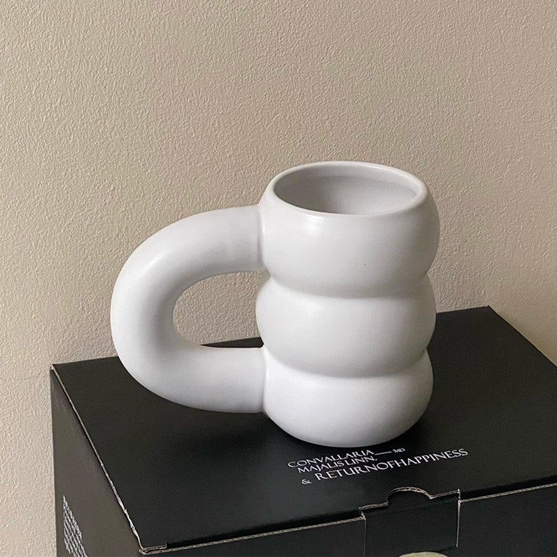 Scandinavian Tire Ceramic Mug – Coffee Cup with Coarse Handle