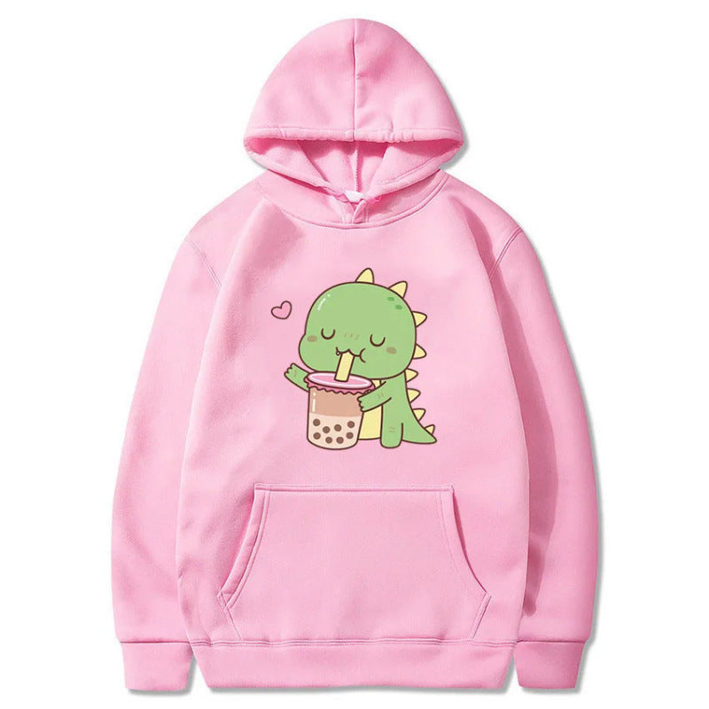 Cartoon Dinosaur Cute Printed Hooded Sweatshirt – Unisex Long Sleeve Casual Hoodie