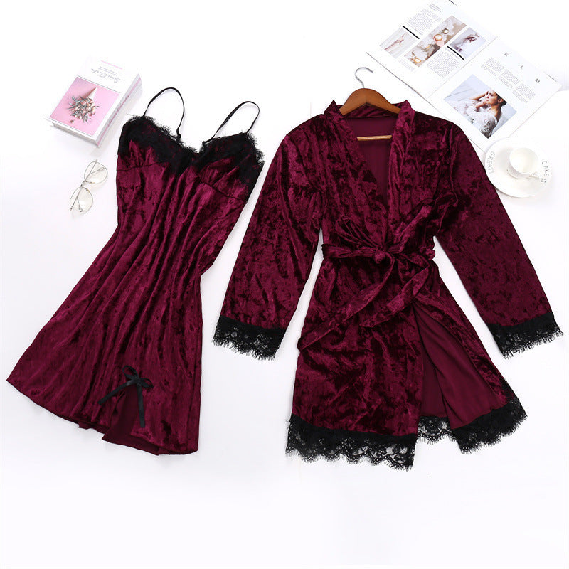 Luxury Velvet Women’s Nightwear Set – Soft, Breathable Sleep Dress & Cozy