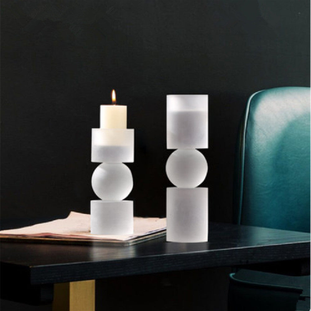 Modern Crystal Candle Holder – Frosted Electroplated Decorative Candlestick