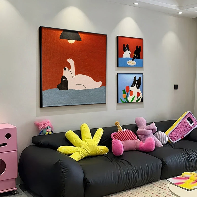 Dog Red Square – Modern Framed Canvas Wall Art