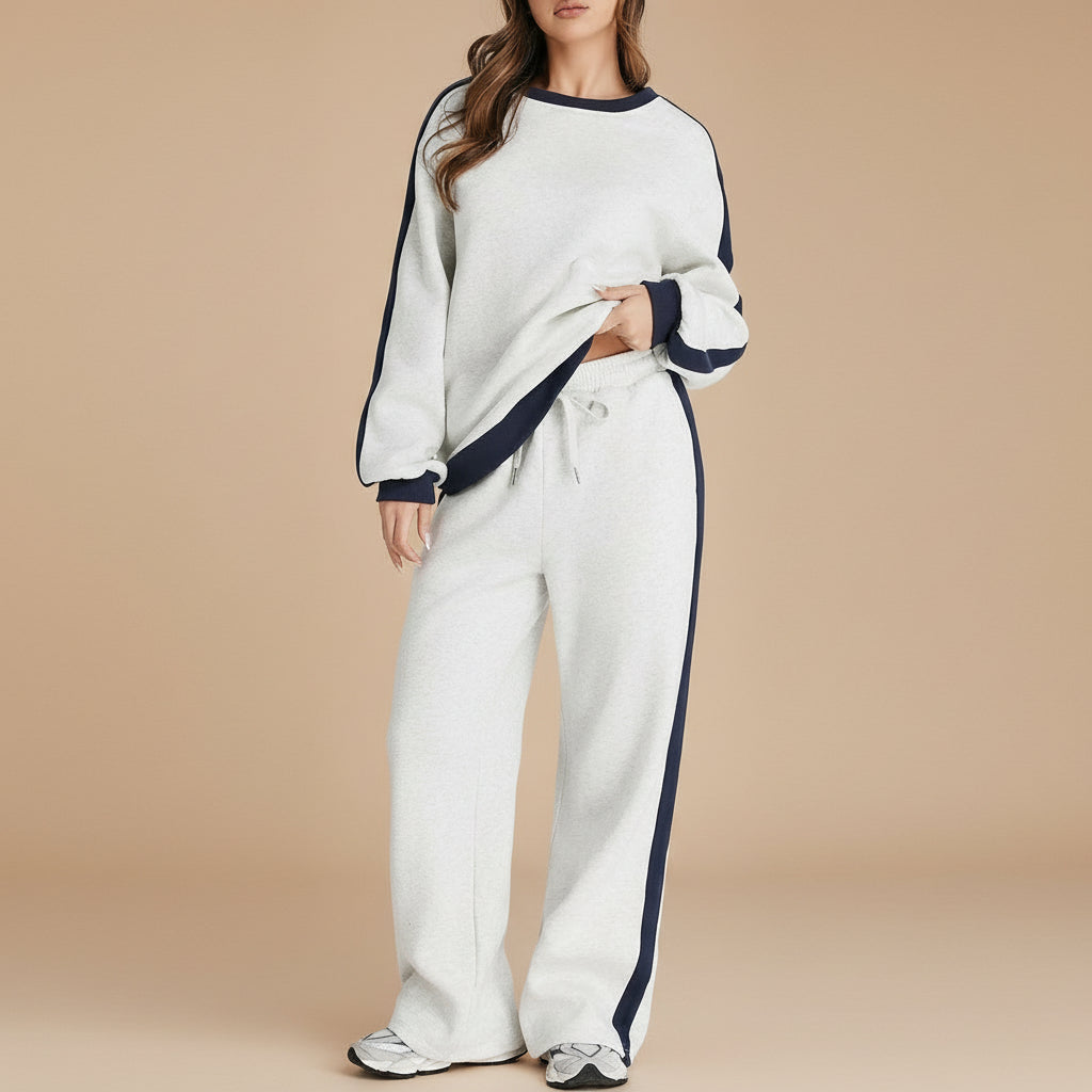 Streetwear Spliced Tracksuit Set – Hipster Long Sleeve Top & Pants | Women’s Street Fashion Outfit