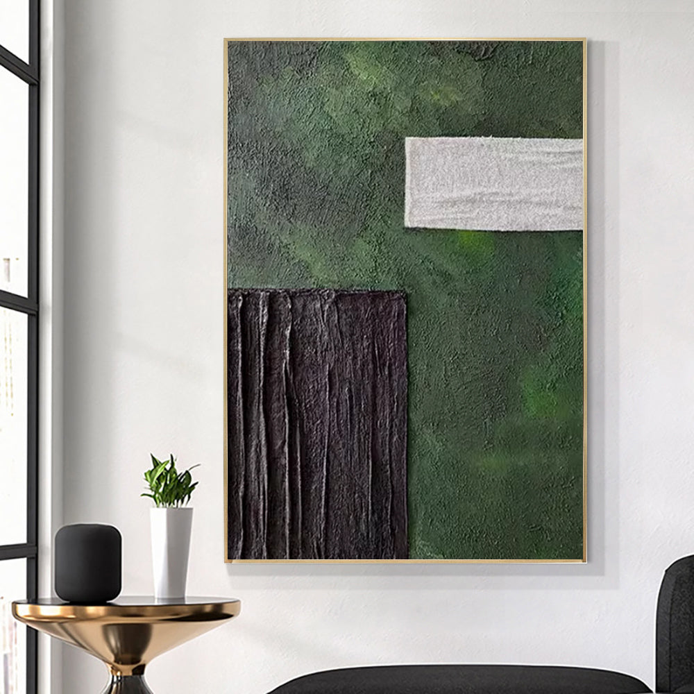 Handmade Green Abstract Oil Painting Canvas – Modern Wall Art for Home Decor