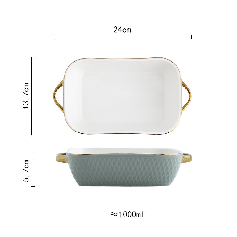 Rectangular Oval Diamond Ceramic Bake Tray – Microwave-Safe Dish