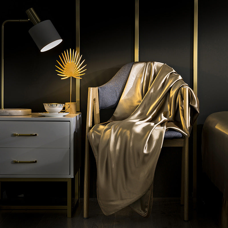 Floor Kasagi Silk Bedding Set – Modern Minimalist Single Floor Sleep Shinjo, Champagne Gold