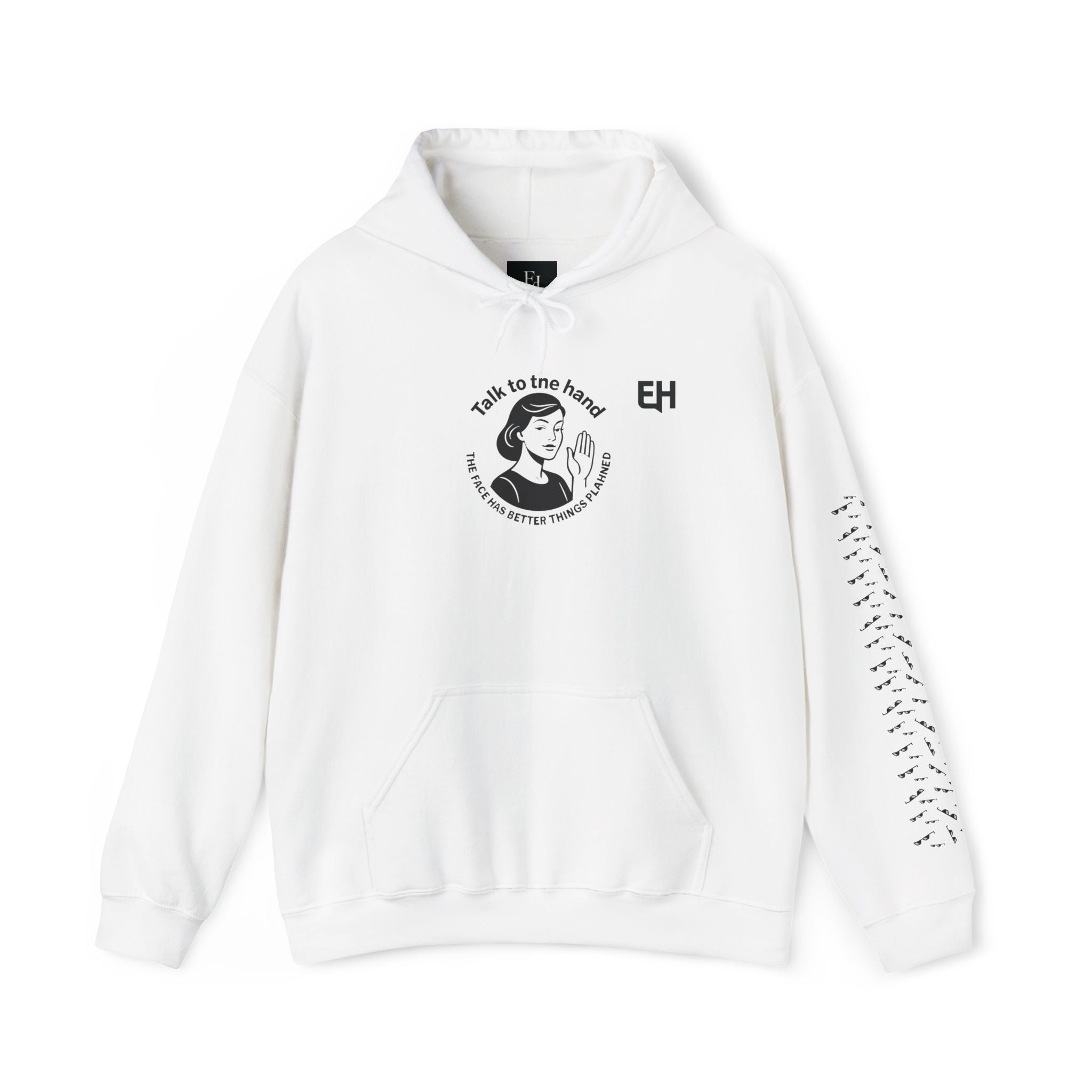 Classic White Pullover Hoodie - Talk to the hand