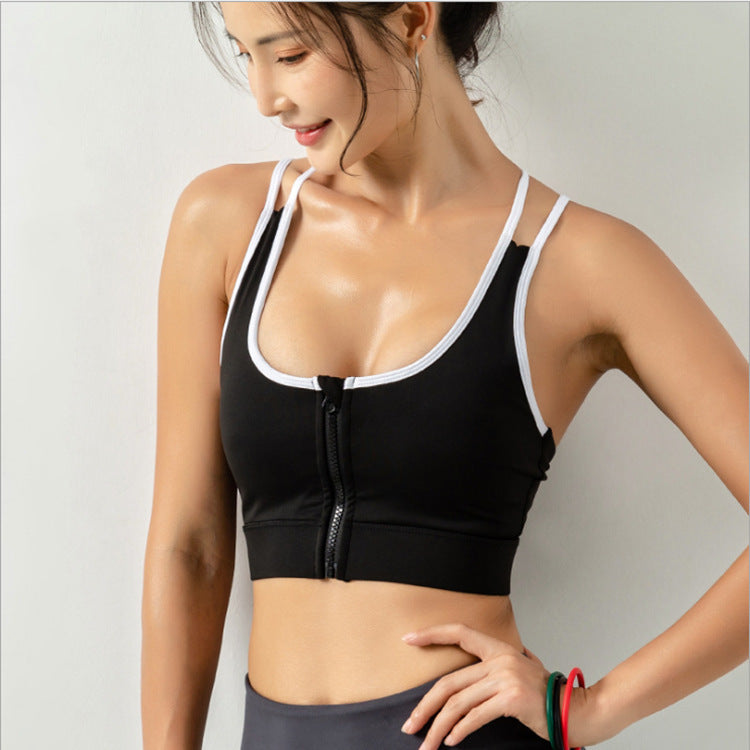 Sporty Running Yoga Fitness Bra – Full-Cup Support, Color-Match Design, Middle Mold Cup