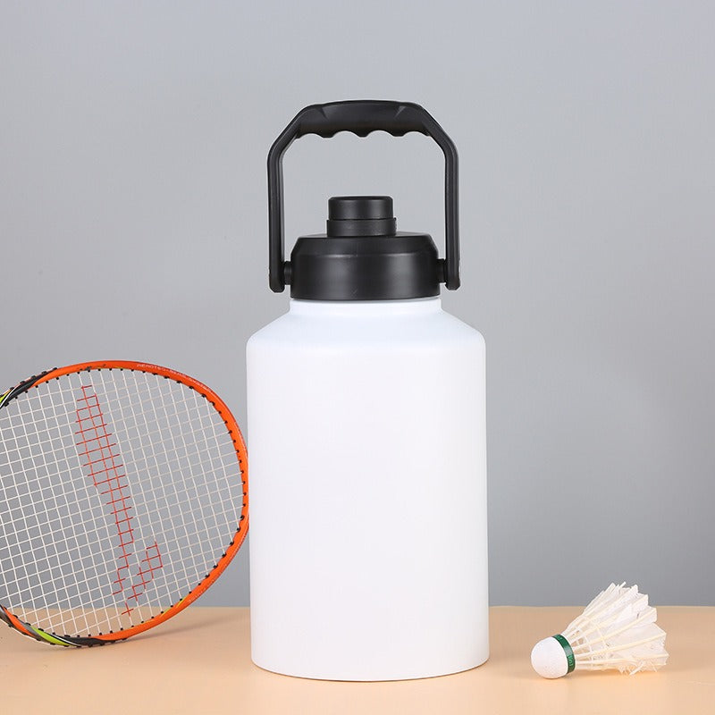 Double Wall Insulated Water Jug 64oz & 128oz – Stainless Steel Sports Bottle with Handle