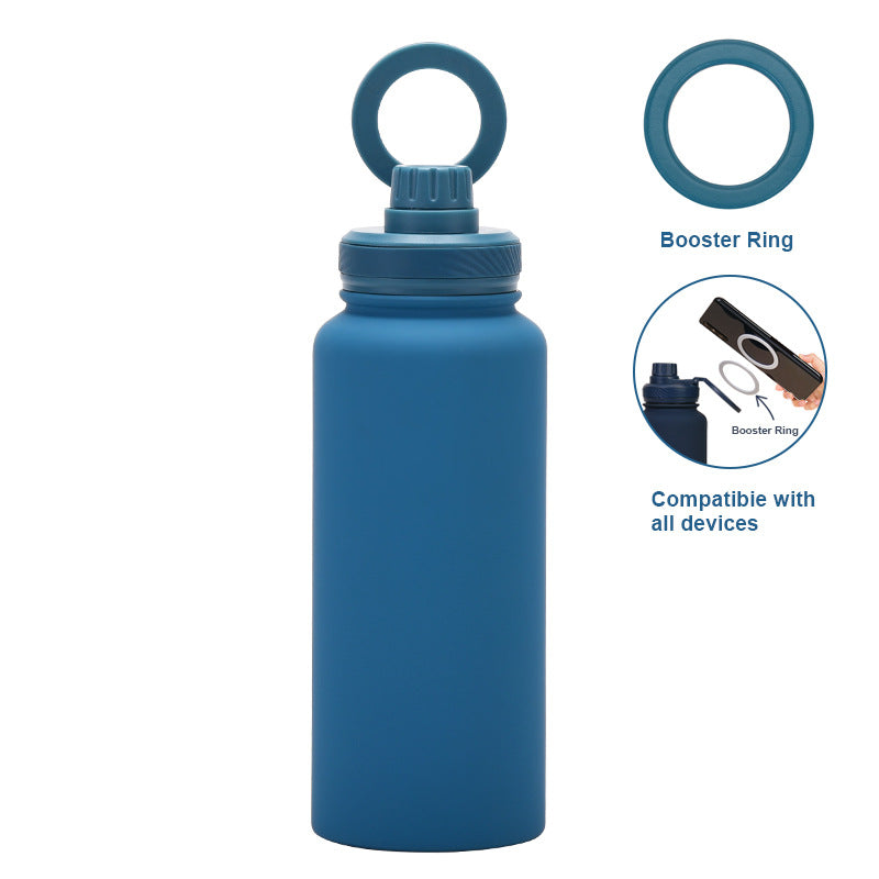 Magnetic Bracket Thermos Cup – Large Capacity Stainless Steel Sports Water Bottle