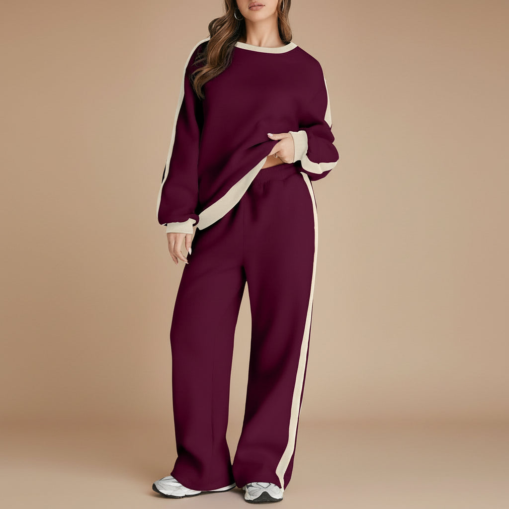 Streetwear Spliced Tracksuit Set – Hipster Long Sleeve Top & Pants | Women’s Street Fashion Outfit