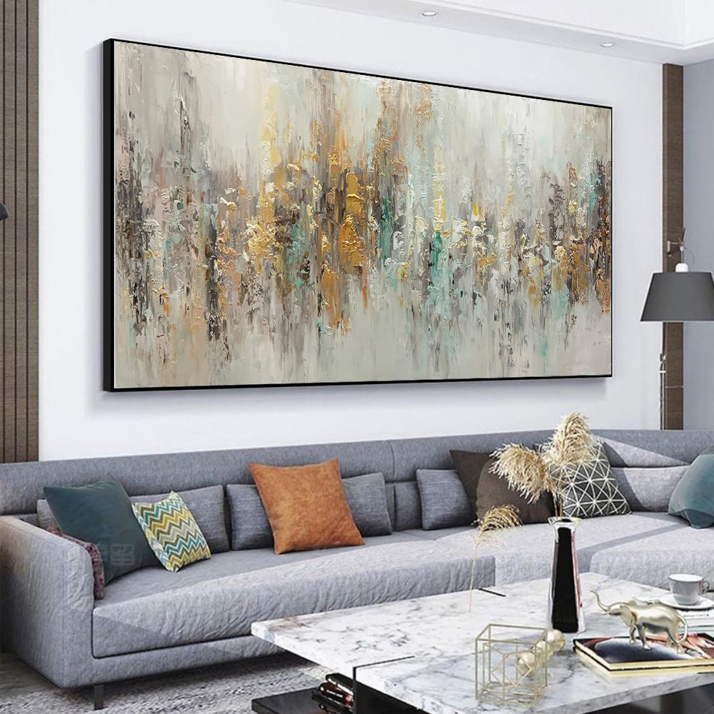 Handmade Abstract Oil Painting on Canvas – Modern Horizontal Wall Art