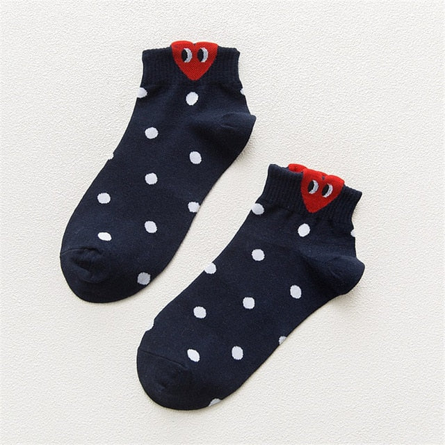 Cute 3D Heart Ear Socks for Women – Kawaii Big-Eyes Casual Socks | Soft, Breathable & Trendy Campus Style