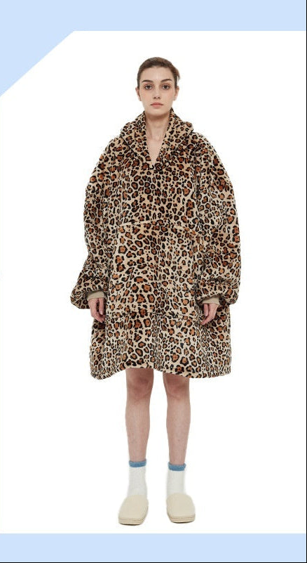 Flannel Double-Layer Fleece Blanket Hoodie – Cozy Lambswool Pyjamas