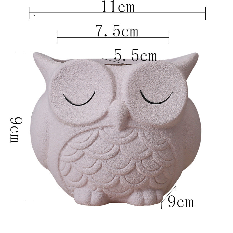 Owl Ceramic Flower Pot – Creative Desktop Indoor Plant Planter