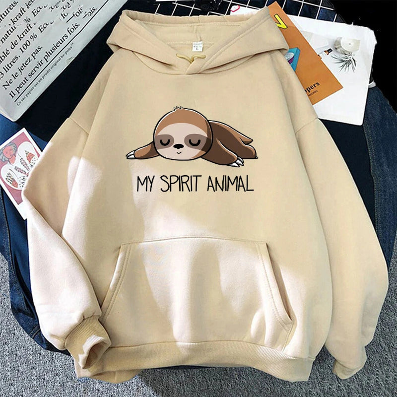 Cartoon Sloth Hooded Sweatshirt – Unisex Long Sleeve Hoodie | Cozy, Trendy &amp; Casual