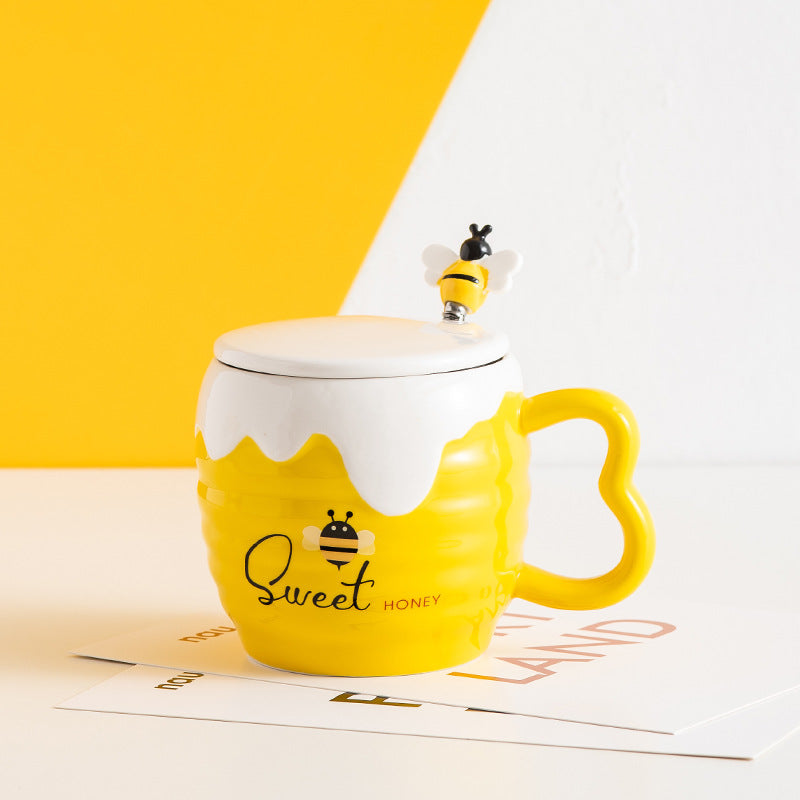 Cute Bee Mug  Set –  Color-Glazed Three-Piece Gift