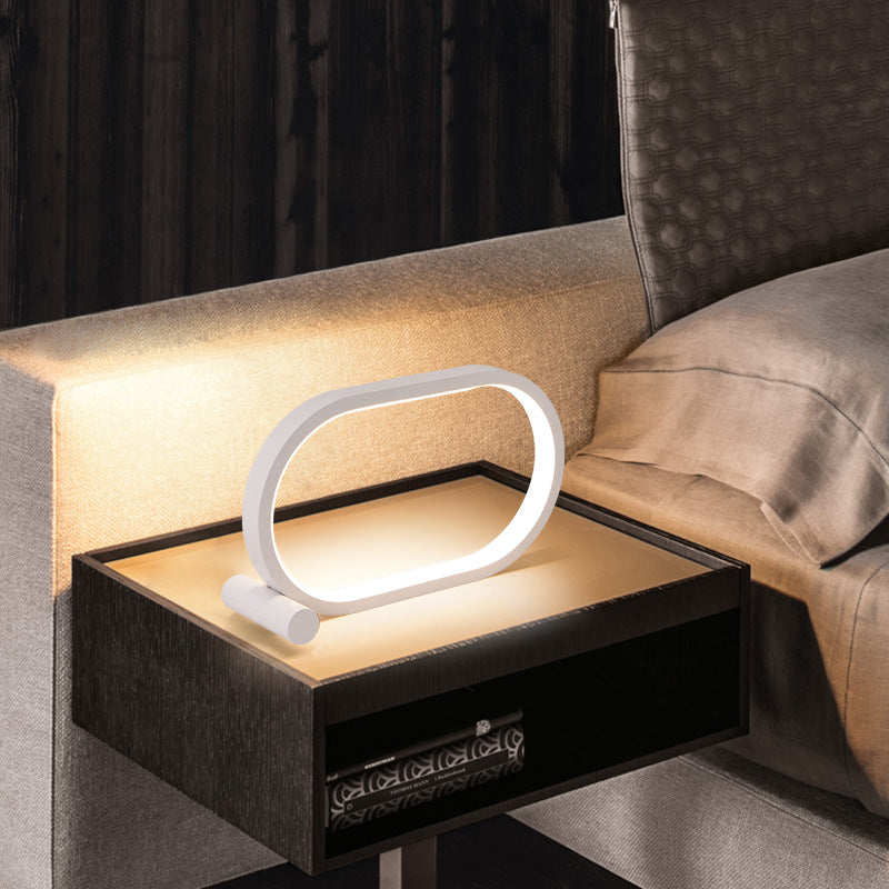 Modern Touch-Control Oval LED Night Lamp – Dimmable, USB-Powered, Minimalist Iron Body Light