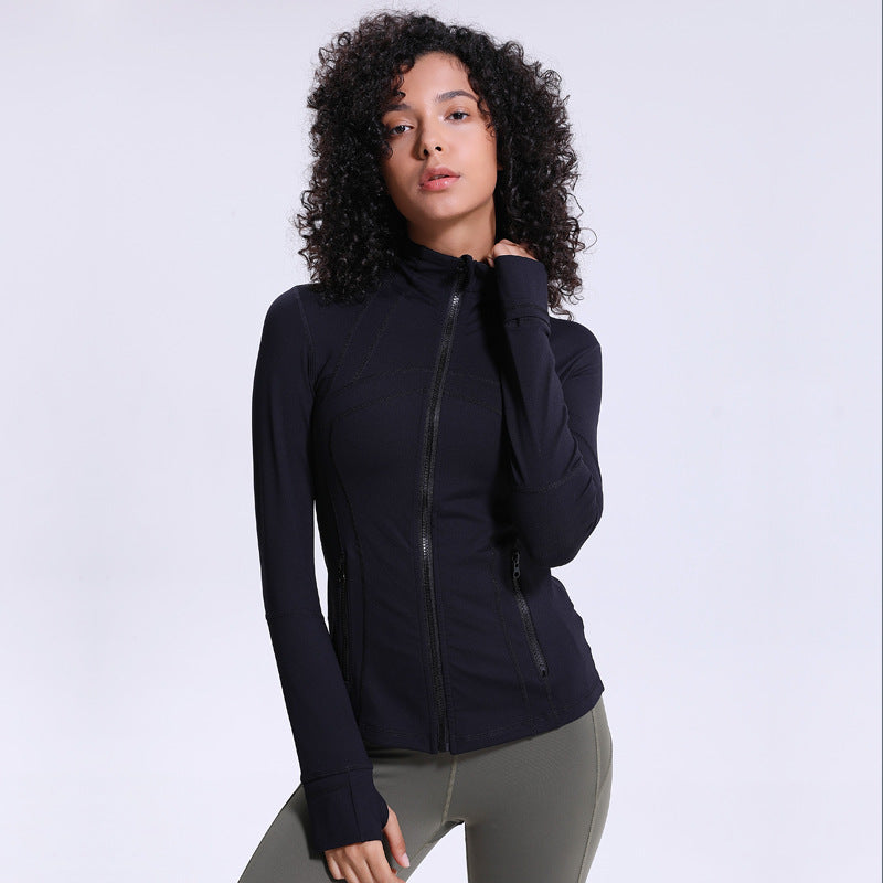 Women’s Slim Zipper Fitness Running Jacket – Acrylic Long Sleeve Sports Top | Lightweight, Breathable & Stylish