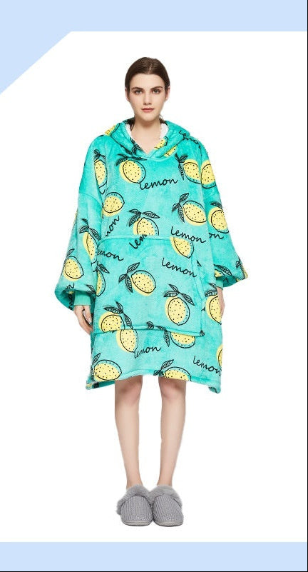 Flannel Double-Layer Fleece Blanket Hoodie – Cozy Lambswool Pyjamas