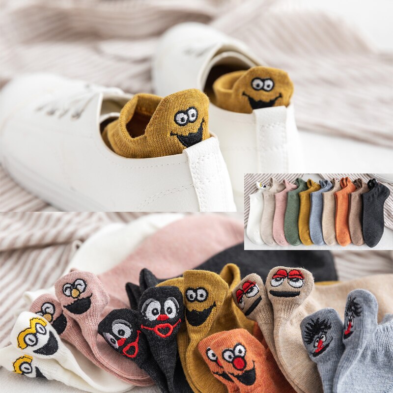 Women’s Embroidered Socks – Cute Cartoon Ankle Socks | Thin Cotton Fashion