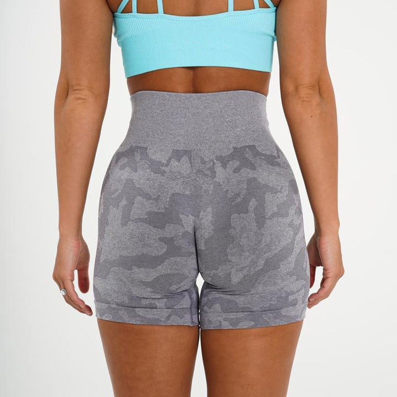 Camo Jacquard Seamless Fitness Shorts for Women | High-Performance Yoga & Workout Shorts