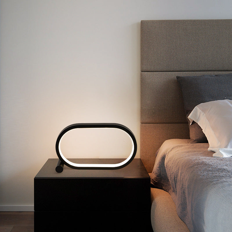Modern Touch-Control Oval LED Night Lamp – Dimmable, USB-Powered, Minimalist Iron Body Light