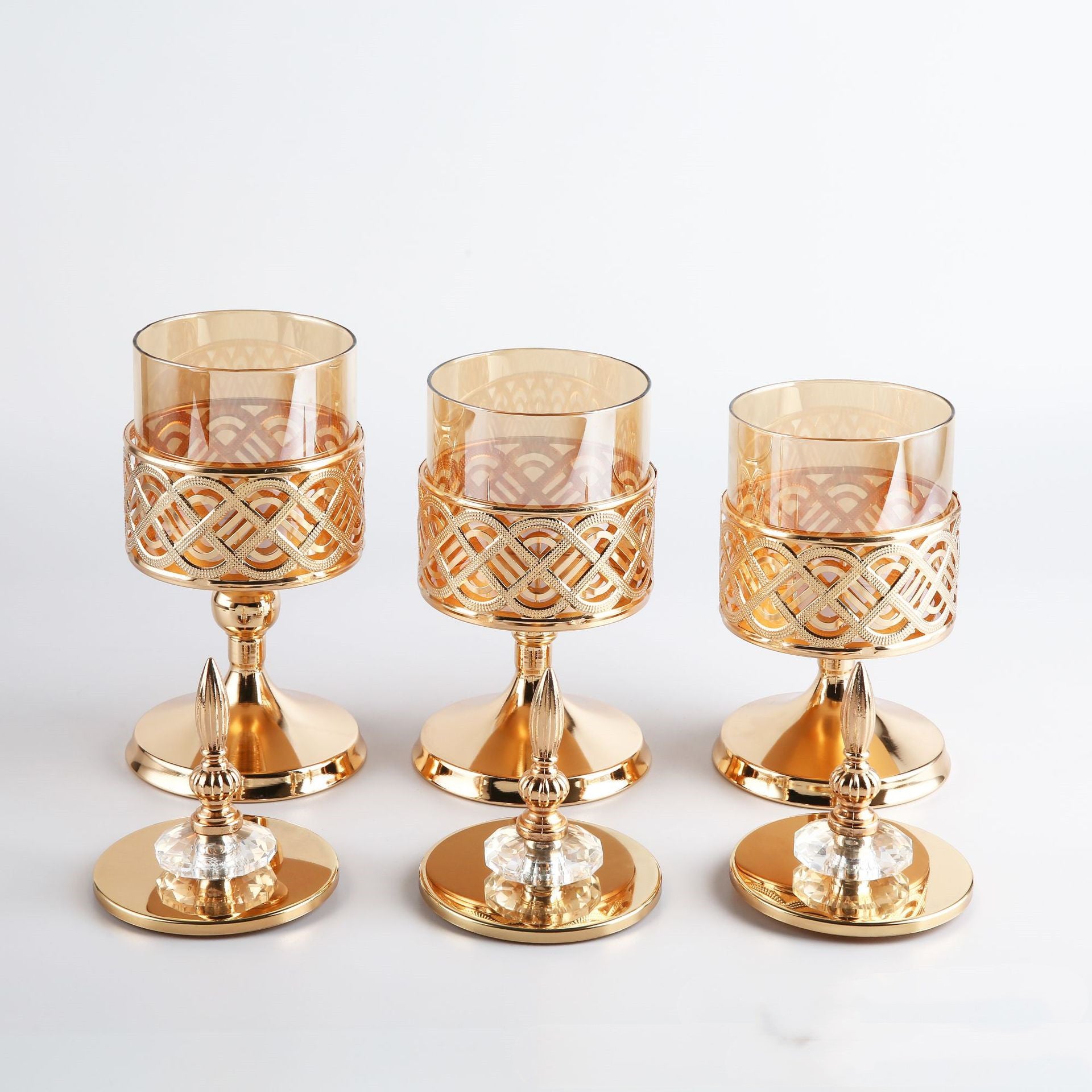 Gold Glass Decorative Candlestick – Modern Minimalist Home Decor