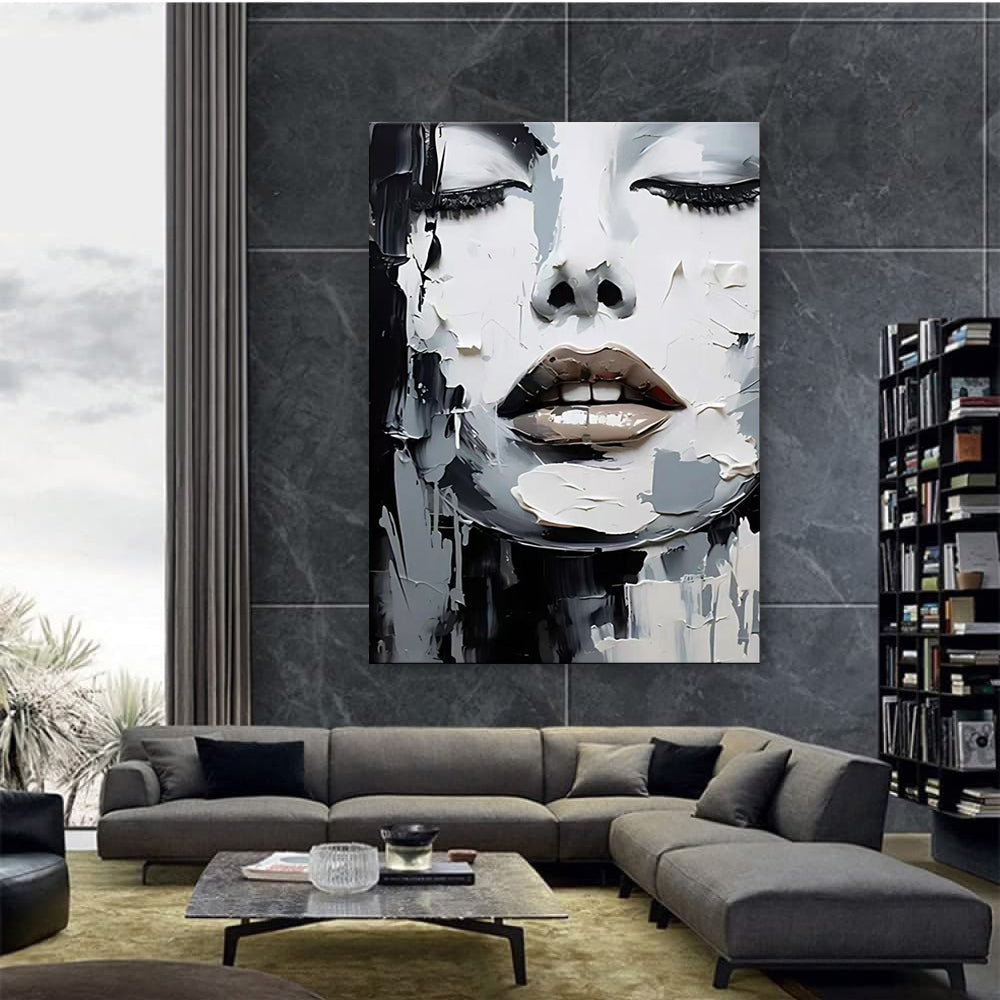 Hand-Painted Modern Portrait Oil Painting on Canvas – Unframed Wall Art