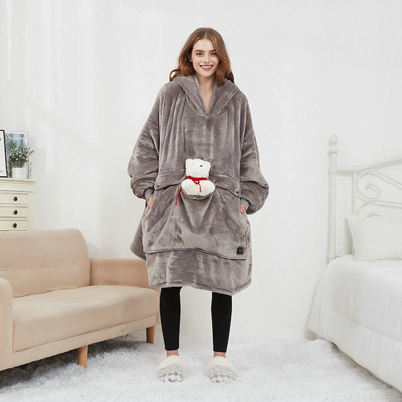 Heated Oversized Hoodie Blanket – Cozy Sherpa Wearable Blanket