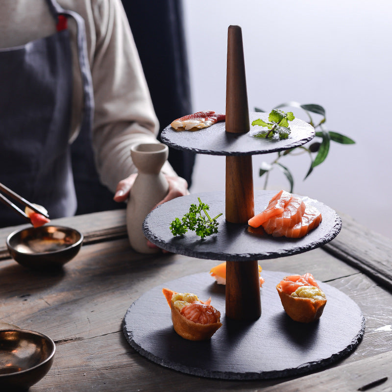 Wooden Multi-Layer Round Plate – Japanese & Korean Style Cake & Dinner Stand