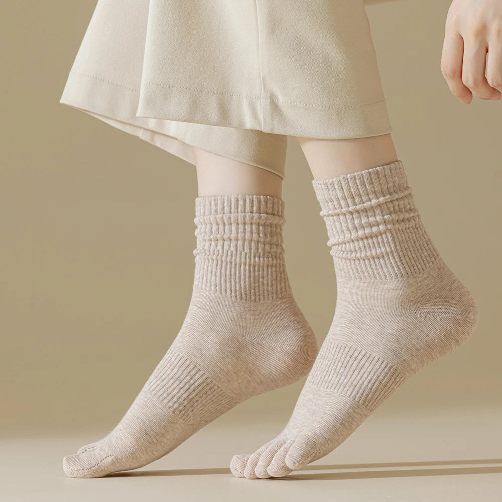 5 Pairs Women’s Five-Finger Cotton Socks – Breathable, Antibacterial Split Toe Socks for Everyday Comfort