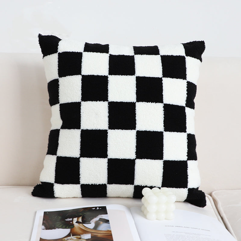 Checkerboard Pillow – Modern Square Sofa & Living Room Cushion