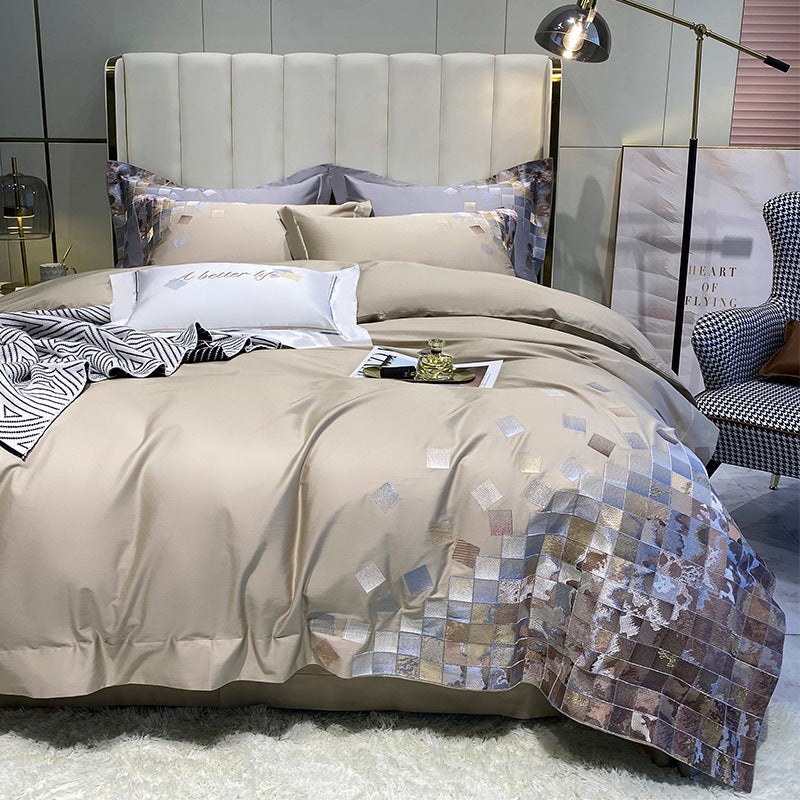 Light Luxury Cotton Bedding Set – Nordic Geometric 4-Piece Home Textile