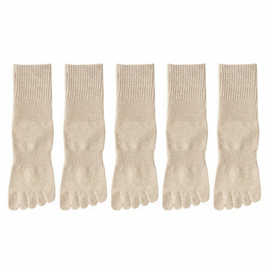5 Pairs Women’s Five-Finger Cotton Socks – Breathable, Antibacterial Split Toe Socks for Everyday Comfort