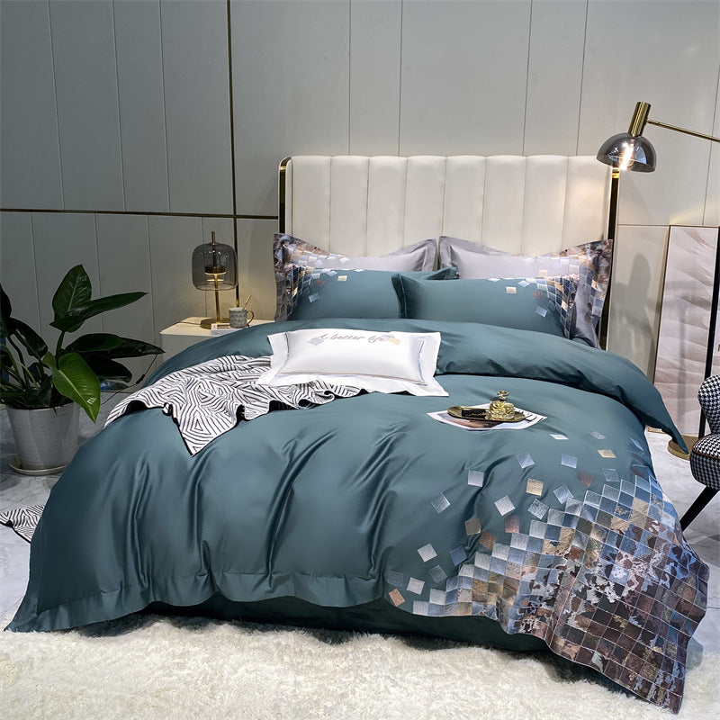 Light Luxury Cotton Bedding Set – Nordic Geometric 4-Piece Home Textile