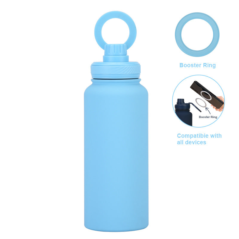 Magnetic Bracket Thermos Cup – Large Capacity Stainless Steel Sports Water Bottle